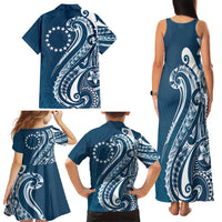 Kia Orana Cook Islands Family Matching Tank Maxi Dress and Hawaiian Shirt Auika Plumeria Tropical Waves - Polynesian Pride