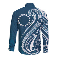 Kia Orana Cook Islands Long Sleeve Button Shirt Auika Plumeria Tropical Waves - Polynesian Pride