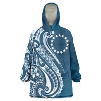 Kia Orana Cook Islands Wearable Blanket Hoodie Auika Plumeria Tropical Waves - Polynesian Pride