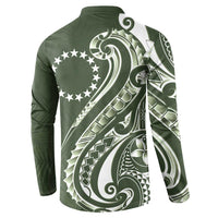 Kia Orana Cook Islands Button Sweatshirt Matie Plumeria Tropical Waves - Polynesian Pride