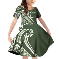 Kia Orana Cook Islands Family Matching Off Shoulder Short Dress and Hawaiian Shirt Matie Plumeria Tropical Waves - Polynesian Pride