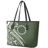 Kia Orana Cook Islands Leather Tote Bag Matie Plumeria Tropical Waves - Polynesian Pride