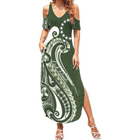 Kia Orana Cook Islands Summer Maxi Dress Matie Plumeria Tropical Waves - Polynesian Pride