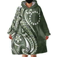Kia Orana Cook Islands Wearable Blanket Hoodie Matie Plumeria Tropical Waves - Polynesian Pride