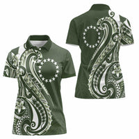 Kia Orana Cook Islands Women Polo Shirt Matie Plumeria Tropical Waves LT7 - Polynesian Pride
