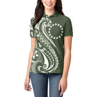 Kia Orana Cook Islands Women Polo Shirt Matie Plumeria Tropical Waves LT7 - Polynesian Pride