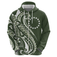 Kia Orana Cook Islands Zip Hoodie Matie Plumeria Tropical Waves - Polynesian Pride