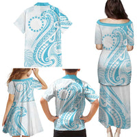 Kia Orana Cook Islands Family Matching Puletasi and Hawaiian Shirt Moana Plumeria Tropical Waves - Polynesian Pride