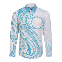 Kia Orana Cook Islands Long Sleeve Button Shirt Moana Plumeria Tropical Waves - Polynesian Pride