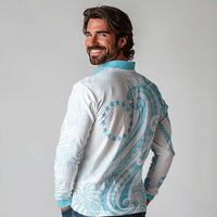 Kia Orana Cook Islands Long Sleeve Polo Shirt Moana Plumeria Tropical Waves - Polynesian Pride