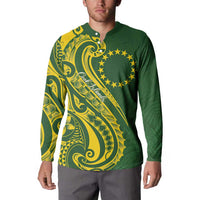 Kia Orana Cook Islands Button Sweatshirt Plumeria Tropical Waves - Polynesian Pride