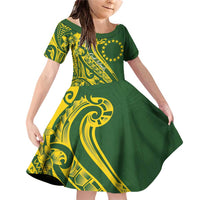 Kia Orana Cook Islands Family Matching Off Shoulder Short Dress and Hawaiian Shirt Plumeria Tropical Waves - Polynesian Pride