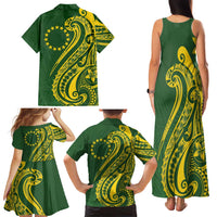 Kia Orana Cook Islands Family Matching Tank Maxi Dress and Hawaiian Shirt Plumeria Tropical Waves - Polynesian Pride