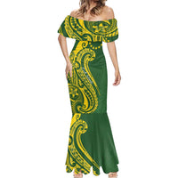 Kia Orana Cook Islands Mermaid Dress Plumeria Tropical Waves - Polynesian Pride