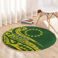 Kia Orana Cook Islands Round Carpet Plumeria Tropical Waves - Polynesian Pride