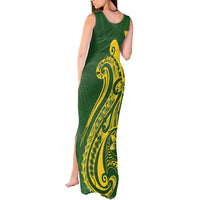 Kia Orana Cook Islands Tank Maxi Dress Plumeria Tropical Waves - Polynesian Pride