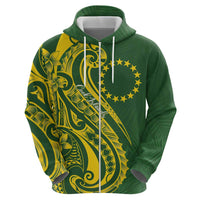 Kia Orana Cook Islands Zip Hoodie Plumeria Tropical Waves - Polynesian Pride