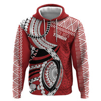 Mate Ma'a Tonga Rugby Custom Kupesi Motifs Hoodie Red Waves LT7 Pullover Hoodie Red - Polynesian Pride