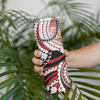 Mate Ma'a Tonga Rugby Kupesi Motifs Skinny Tumbler Red Waves LT7 - Polynesian Pride