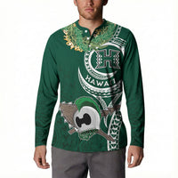 Hawaii Rainbow Warriors Alumni Personalized Button Sweatshirt Ti Maile Lei - Glory For The Warriors