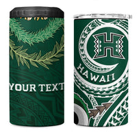 Hawaii Rainbow Warriors Alumni Personalized 4 in 1 Can Cooler Tumbler Ti Maile Lei - Glory For The Warriors