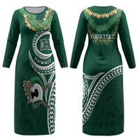 Hawaii Rainbow Warriors Alumni Personalized Couples Matching Long Sleeve Bodycon Dress and Hawaiian Shirt Ti Maile Lei - Glory For The Warriors