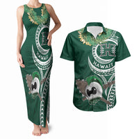 Hawaii Rainbow Warriors Alumni Personalized Couples Matching Tank Maxi Dress and Hawaiian Shirt Ti Maile Lei - Glory For The Warriors