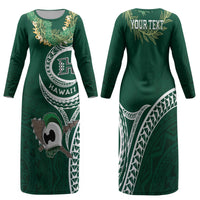 Hawaii Rainbow Warriors Alumni Personalized Family Matching Long Sleeve Bodycon Dress and Hawaiian Shirt Ti Maile Lei - Glory For The Warriors