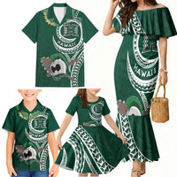 Hawaii Rainbow Warriors Alumni Personalized Family Matching Mermaid Dress and Hawaiian Shirt Ti Maile Lei - Glory For The Warriors