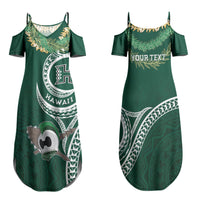 Hawaii Rainbow Warriors Alumni Personalized Family Matching Summer Maxi Dress and Hawaiian Shirt Ti Maile Lei - Glory For The Warriors