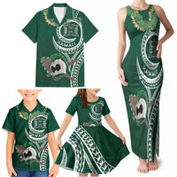 Hawaii Rainbow Warriors Alumni Personalized Family Matching Tank Maxi Dress and Hawaiian Shirt Ti Maile Lei - Glory For The Warriors