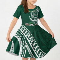 Hawaii Rainbow Warriors Alumni Personalized Kid Short Sleeve Dress Ti Maile Lei - Glory For The Warriors