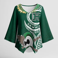 Hawaii Rainbow Warriors Alumni Personalized Kimono Sleeve Blouse Ti Maile Lei - Glory For The Warriors