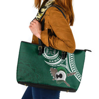 Hawaii Rainbow Warriors Alumni Leather Tote Bag Ti Maile Lei - Glory For The Warriors