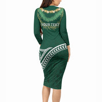 Hawaii Rainbow Warriors Alumni Personalized Long Sleeve Bodycon Dress Ti Maile Lei - Glory For The Warriors