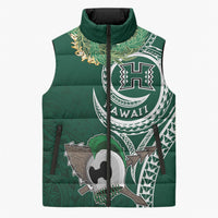 Hawaii Rainbow Warriors Alumni Personalized Sleeveless Puffer Jacket Ti Maile Lei - Glory For The Warriors