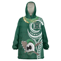 Hawaii Rainbow Warriors Alumni Personalized Wearable Blanket Hoodie Ti Maile Lei - Glory For The Warriors