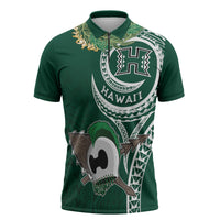 Hawaii Rainbow Warriors Alumni Personalized Zipper Polo Shirt Ti Maile Lei - Glory For The Warriors