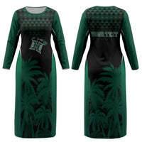 Hawaii Rainbow Warriors La'au Pama Personalized Couples Matching Long Sleeve Bodycon Dress and Long Sleeve Button Shirt