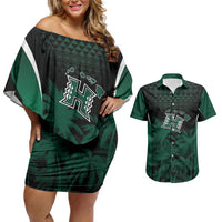 Hawaii Rainbow Warriors La'au Pama Personalized Couples Matching Off Shoulder Short Dress and Hawaiian Shirt