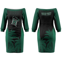 Hawaii Rainbow Warriors La'au Pama Personalized Couples Matching Off The Shoulder Long Sleeve Dress and Long Sleeve Button Shirt