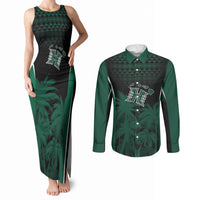 Hawaii Rainbow Warriors La'au Pama Personalized Couples Matching Tank Maxi Dress and Long Sleeve Button Shirt