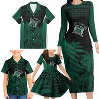 Hawaii Rainbow Warriors La'au Pama Personalized Family Matching Long Sleeve Bodycon Dress and Hawaiian Shirt