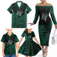 Hawaii Rainbow Warriors La'au Pama Personalized Family Matching Off The Shoulder Long Sleeve Dress and Hawaiian Shirt