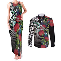 Meri Kirihimete New Zealand Couples Matching Tank Maxi Dress and Long Sleeve Button Shirt Tui on Pohutukawa