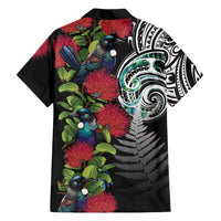Meri Kirihimete New Zealand Family Matching Short Sleeve Bodycon Dress and Hawaiian Shirt Tui on Pohutukawa LT7 - Polynesian Pride
