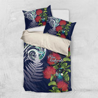 Meri Kirihimete New Zealand Bedding Set Tui on Pohutukawa - Blue Ver