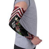 New Zealand Christmas Taniko Poutama Arm Sleeves Flora Map with Birds - Polynesian Pride