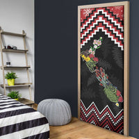 New Zealand Christmas Taniko Poutama Door Cover Flora Map with Birds - Polynesian Pride