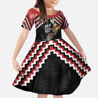 New Zealand Christmas Taniko Poutama Family Matching Long Sleeve Bodycon Dress and Hawaiian Shirt Flora Map with Birds - Polynesian Pride